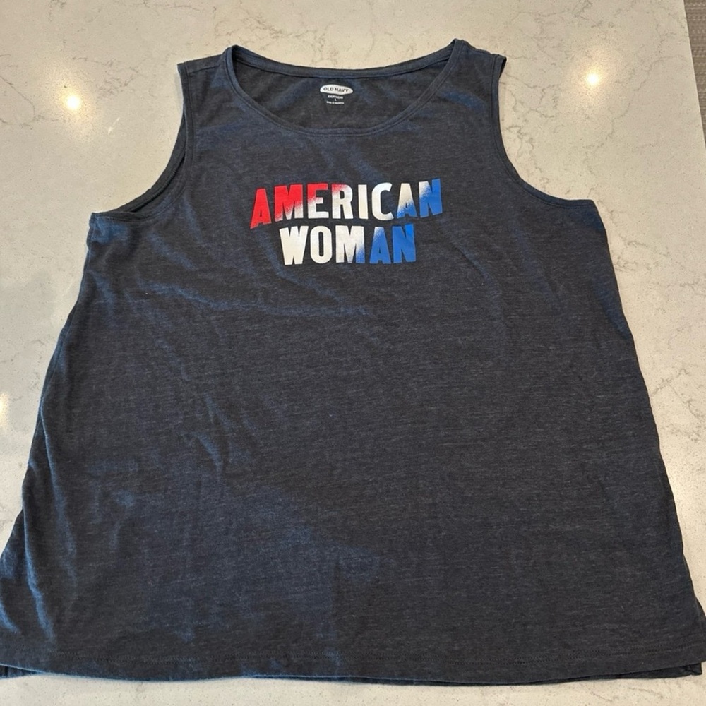 Old Navy Blue Graphic Tank Top